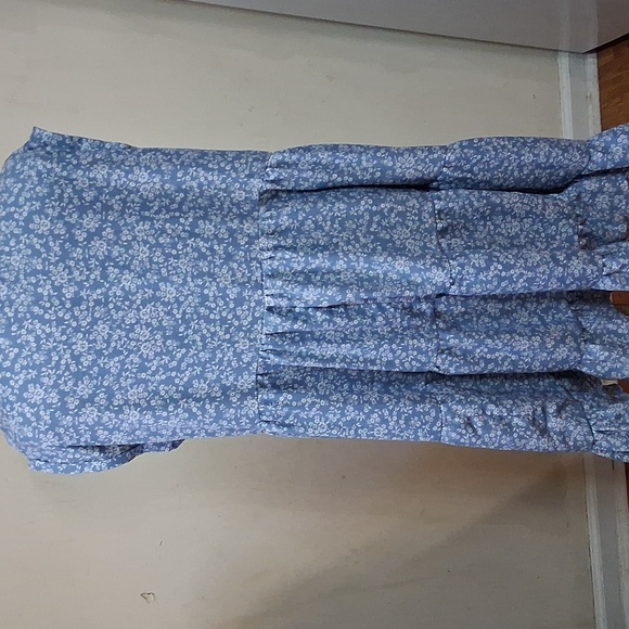 Handmade Floral Blue Womens Dress - Picture 4 of 6